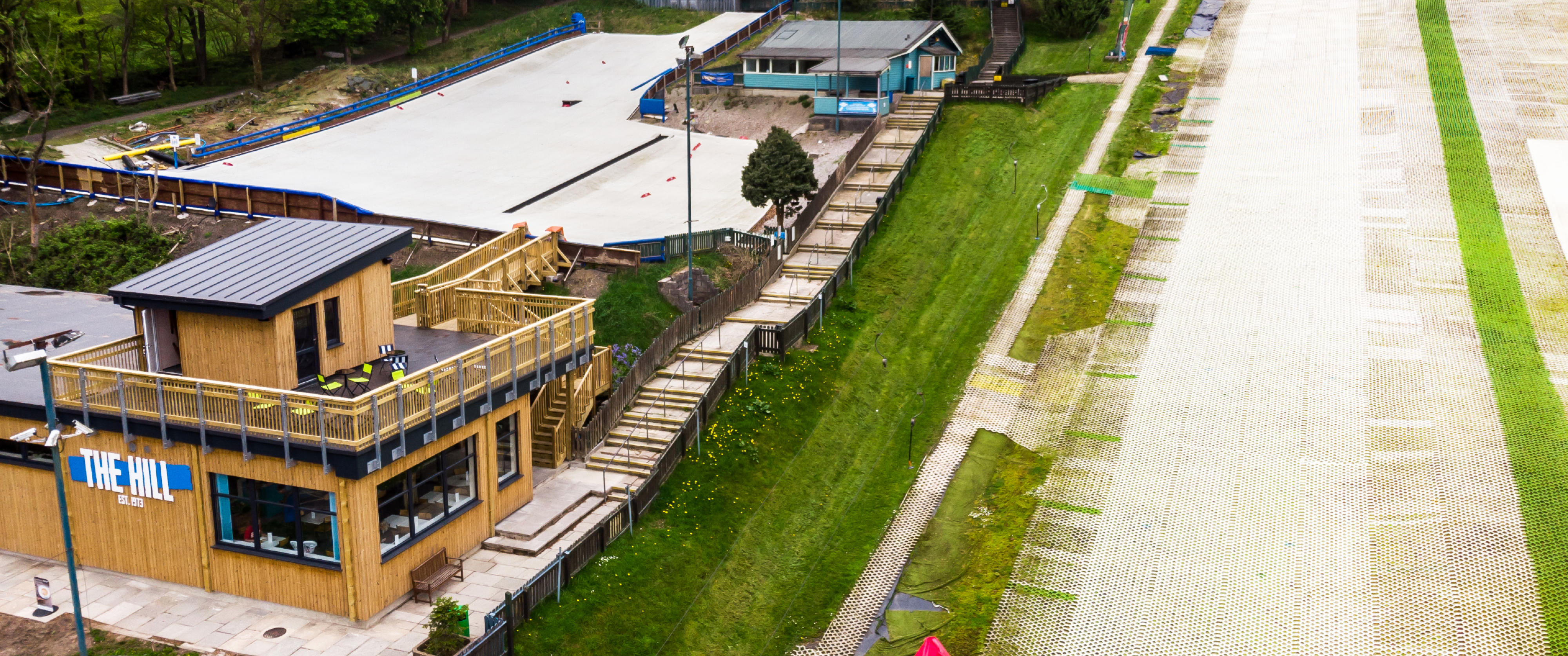 A birds eye view of The Hill, Ski slope in Lancashire. 