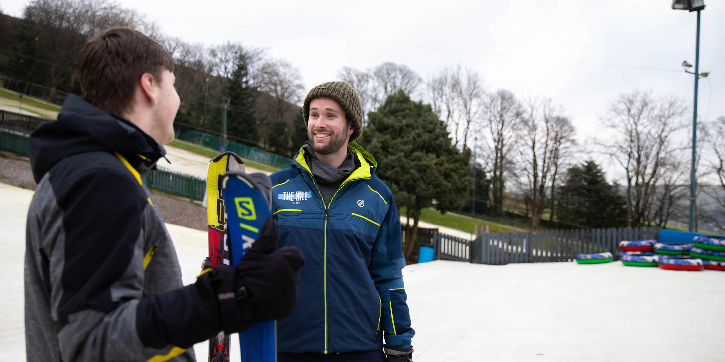 Ski coach at The Hill home of ski Rossendale on a skiing lesson